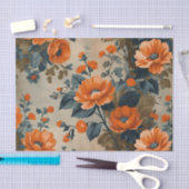 Vintage Poppy Orange Large Decoupage Seidenpapier (Handwerk)