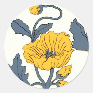 Vintage Poppy Poppies-Blume Fliesendesign Runder Aufkleber
