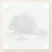 Vintage Porcupine-Illustration Glasuntersetzer (Rückseite)