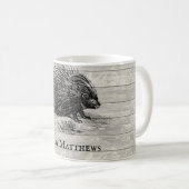 Vintage Porcupine-Illustration Personalisiert Kaffeetasse (VorderseiteRechts)