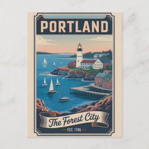 Vintage Portland Maine Retro-Reise Feiertagspostkarte