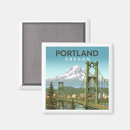 Vintage Portland Oregon Magnet (Vorderseite/Rückseite)
