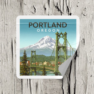 Vintage Portland Oregon Quadratischer Aufkleber