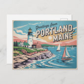 Vintage Portland Postkarte | Grüße aus (Vorne/Hinten)