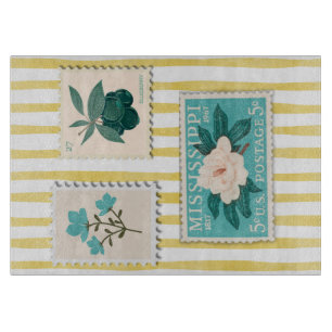 Vintage Porto Briefmarke Küche Drucken Retro Blu Schneidebrett