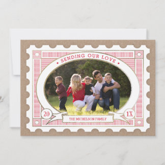 Vintage Porto-Briefmarke Valentine Fotokarte Feiertagskarte