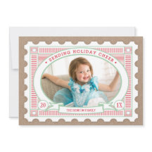 Vintage Porto-Briefmarken-Feiertags-Foto-Karte