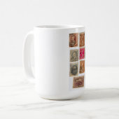Vintage Porto-Briefmarken Kaffeetasse (Vorderseite Links)