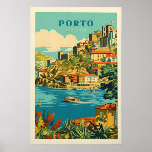 Vintage-Porto-Reiseposter Retro-Portugal-Kunst Poster