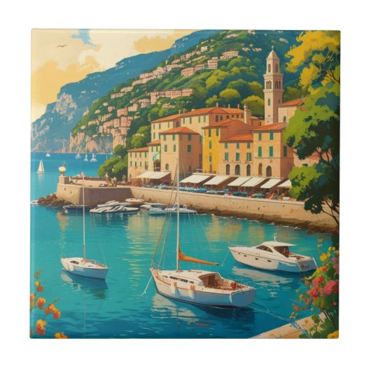 Vintage Portofino Genova Italy Fliese (Vorderseite)