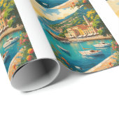 Vintage Portofino Genova Italy Geschenkpapier (Rolleneckpunkt)