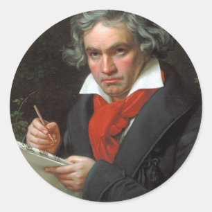Vintage-Porträt des Komponisten Ludwig von Beethov Runder Aufkleber