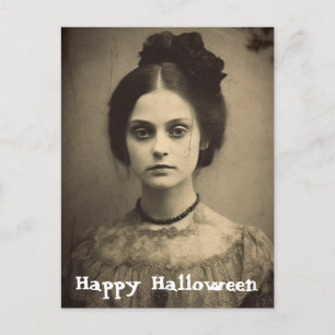 Vintage-Porträt einer Frau Frohes Halloween Postkarte