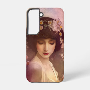 Vintage-Porträt einer schönen floralen Frau Samsung Galaxy Hülle