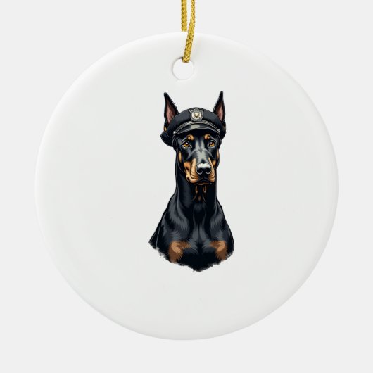 Vintage-Porträt eines Dobermann Polizeihundes in S Keramik Ornament (Vorne)