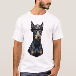 Vintage-Porträt eines Dobermann Polizeihundes in S T-Shirt