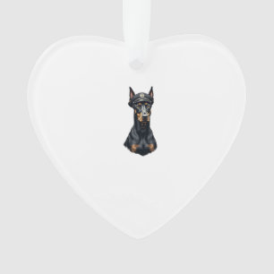 Vintage-Porträt eines Dobermann Polizeihundes Schw Ornament