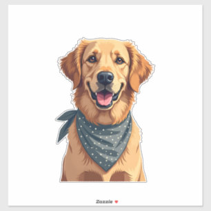 Vintage-Porträt eines Golden Retrievers mit farben Aufkleber
