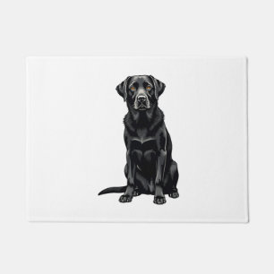 Vintage-Porträt eines schwarzen Labrador Retriever Fußmatte