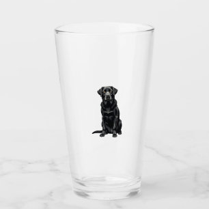 Vintage-Porträt eines schwarzen Labrador Retriever Glas