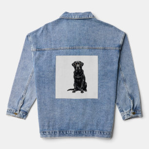 Vintage-Porträt eines schwarzen Labrador Retriever Jeansjacke