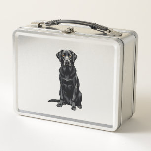 Vintage-Porträt eines schwarzen Labrador Retriever Metall Brotdose