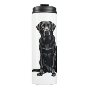 Vintage-Porträt eines schwarzen Labrador Retriever Thermosbecher