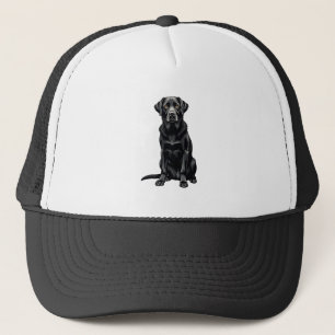 Vintage-Porträt eines schwarzen Labrador Retriever Truckerkappe