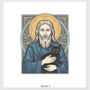 Vintage-Porträt-Vektor-Shirt-Design einer heiligen Aufkleber