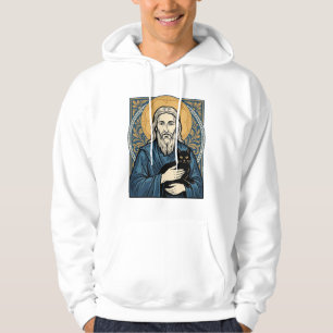 Vintage-Porträt-Vektor-Shirt-Design einer heiligen Hoodie