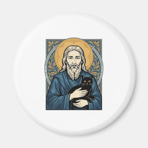 Vintage-Porträt-Vektor-Shirt-Design einer heiligen Magnet