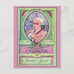Vintage-Porträt von Casanova in Pastellfarben Postkarte