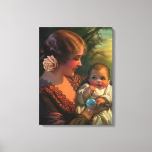 Vintage-Porträt zum Muttertag, Mutter und Baby Leinwanddruck