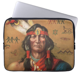 Vintage Porträtkunst indianischer Häuptlinge Laptopschutzhülle