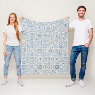 Vintage Portugal Azulejo traditionell Fleecedecke