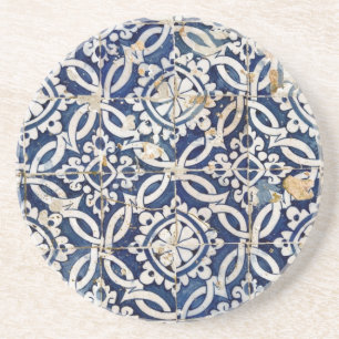 Vintage portugiesische Azulejo Sandstein Untersetzer
