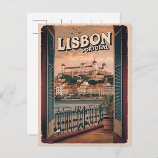 Vintage portugiesische Reisegeschenke mit Balkon A Postkarte (Vorne/Hinten)