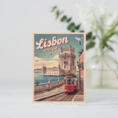 Vintage portugiesische Tramgeschenke Postkarte (Stehend Vorderseite)
