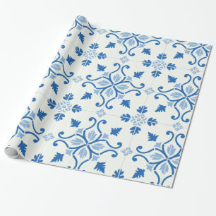 Vintage-Portugiesisches Azulejo-Fliesenmuster Geschenkpapier