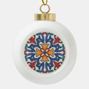 Vintage-Portugiesisches-Azulejos-Fliesenmuster Keramik Kugel-Ornament