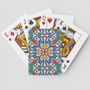 Vintage portugiesisches Azulejos-Fliesenmuster Spielkarten