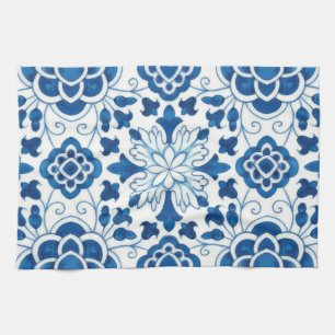 Vintage portugiesisches blaues Azulejos-Fliesenmus Geschirrtuch