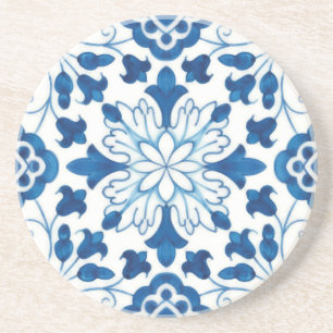 Vintage portugiesisches blaues Azulejos-Fliesenmus Getränkeuntersetzer