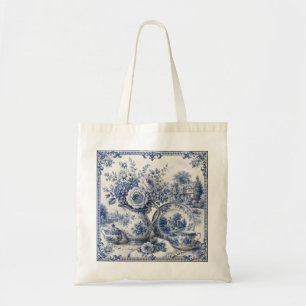 Vintage Porzellan Eleganz Blau und Weiß Tragetasche