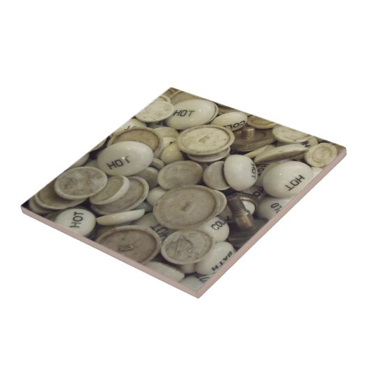 Vintage Porzellanknochen Fliese (Seite)