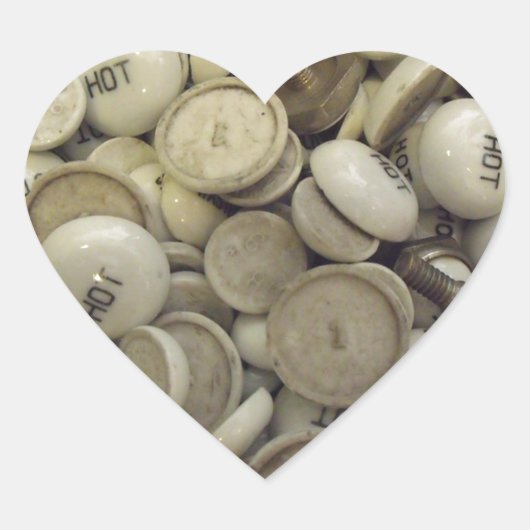 Vintage Porzellanknochen Herz-Aufkleber (Vorderseite)