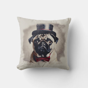 Vintage-Posh-Mops-Porträtkissen Kissen