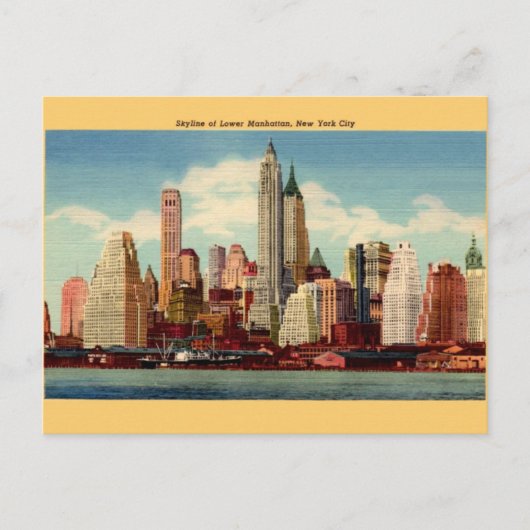 Vintage Post-Karte Lower Manhattan Postkarte (Vorderseite)