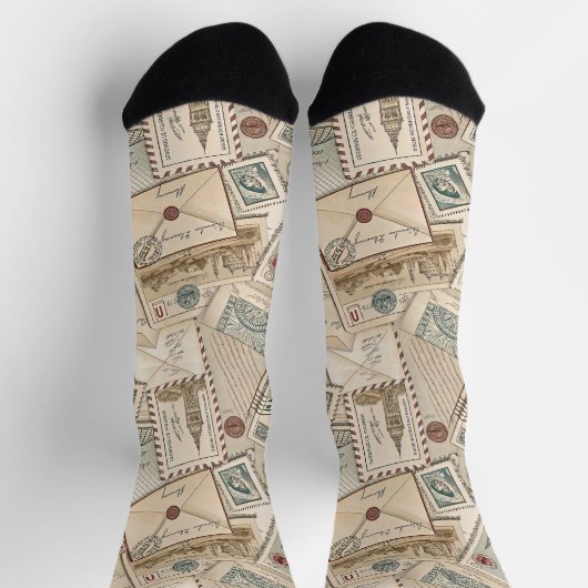 Vintage Postal Letters Socken (Oben)