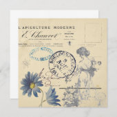 Vintage Postale Rose Lady Bee Blume (Vorne/Hinten)